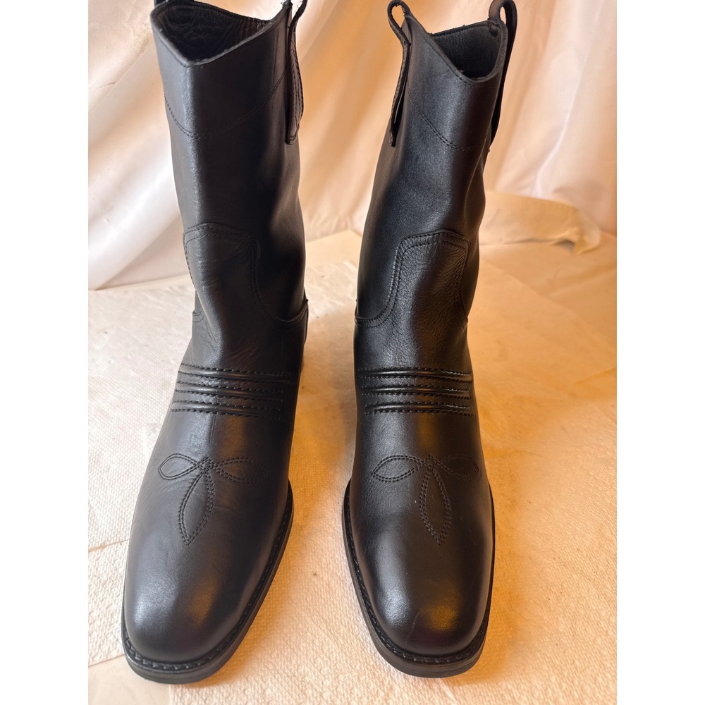 Bibi Lou Black Leather Western Cowboy Boots EU 40 821T10AA Made in Turkey